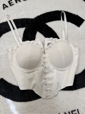 Women’s White Bustier Crop Top - Elegant Structured Support